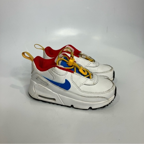 Nike Air Max 90 Toggle sneakers white red yellow activewear toddler size 9C - Picture 3 of 10